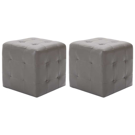 Vidaxl poef 2 st 30x30x30 cm kunstleer grijs