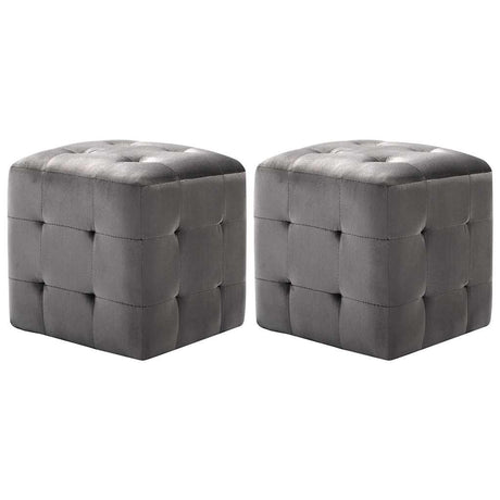 Vidaxl poef 2 st 30x30x30 cm fluweel grijs