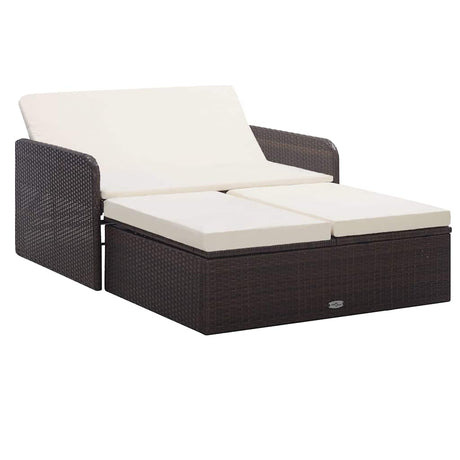 Vidaxl 2-delige loungeset met kussens poly rattan bruin