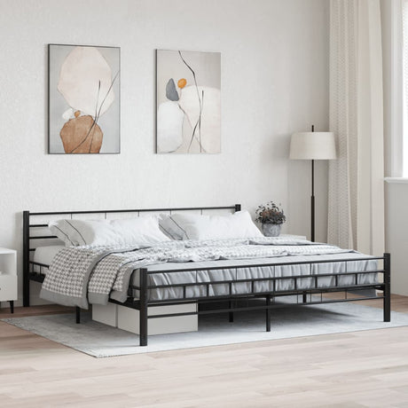 Vidaxl bedframe staal zwart 200x200 cm