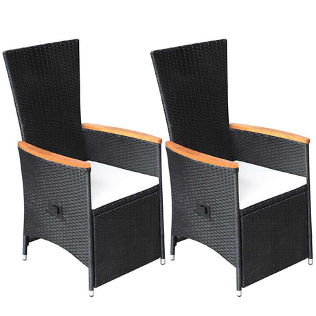 Vidaxl tuinstoelen 2 st verstelbaar met kussens poly rattan zwart