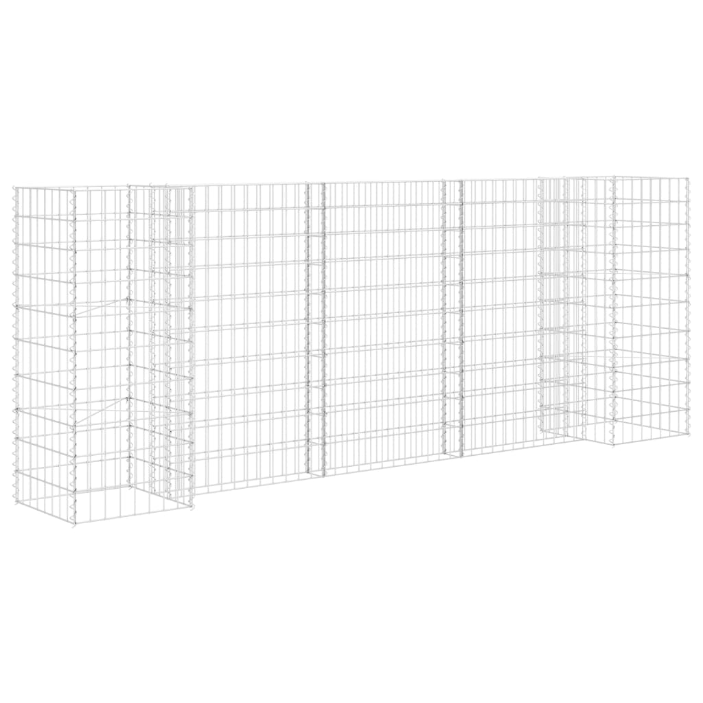 Vidaxl gabion plantenbak h-vormig 260x40x100 cm staaldraad