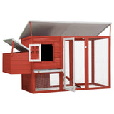 Vidaxl kippenhok met nachthok hout rood