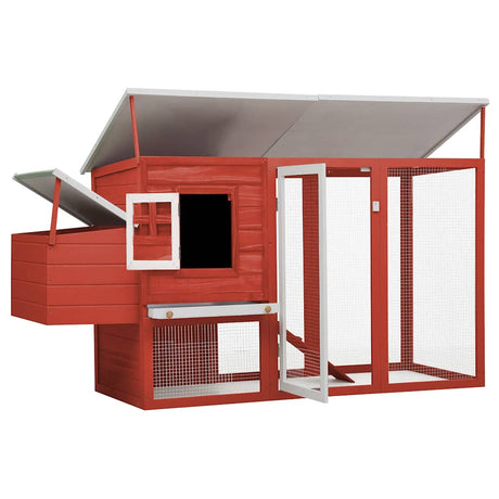 Vidaxl kippenhok met nachthok hout rood
