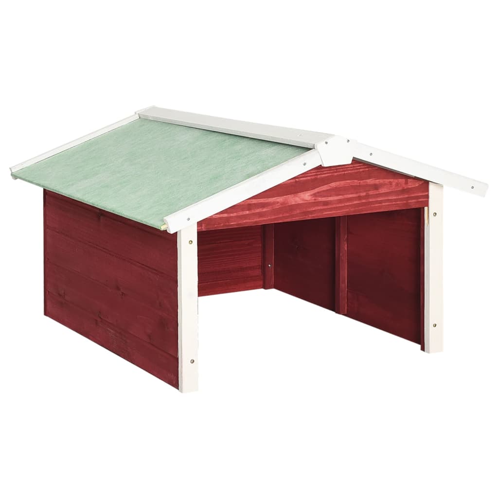 VidaXL Overkapping voor grasmaaier 72x87x50 cm vurenhout rood en wit