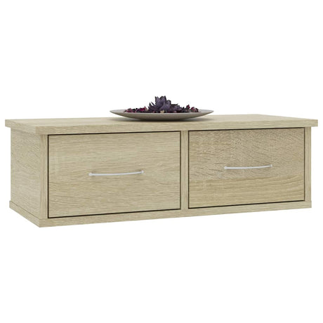 Vidaxl wandschap met lades 60x26x18,5 cm bewerkt hout sonoma eiken