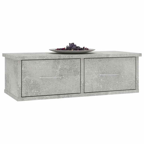 Vidaxl wandschap met lades 60x26x18,5 cm bewerkt hout betongrijs