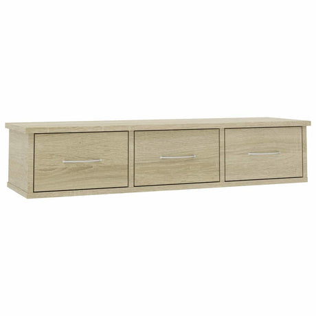 Vidaxl wandschap met lades 88x26x18,5 cm bewerkt hout sonoma eiken