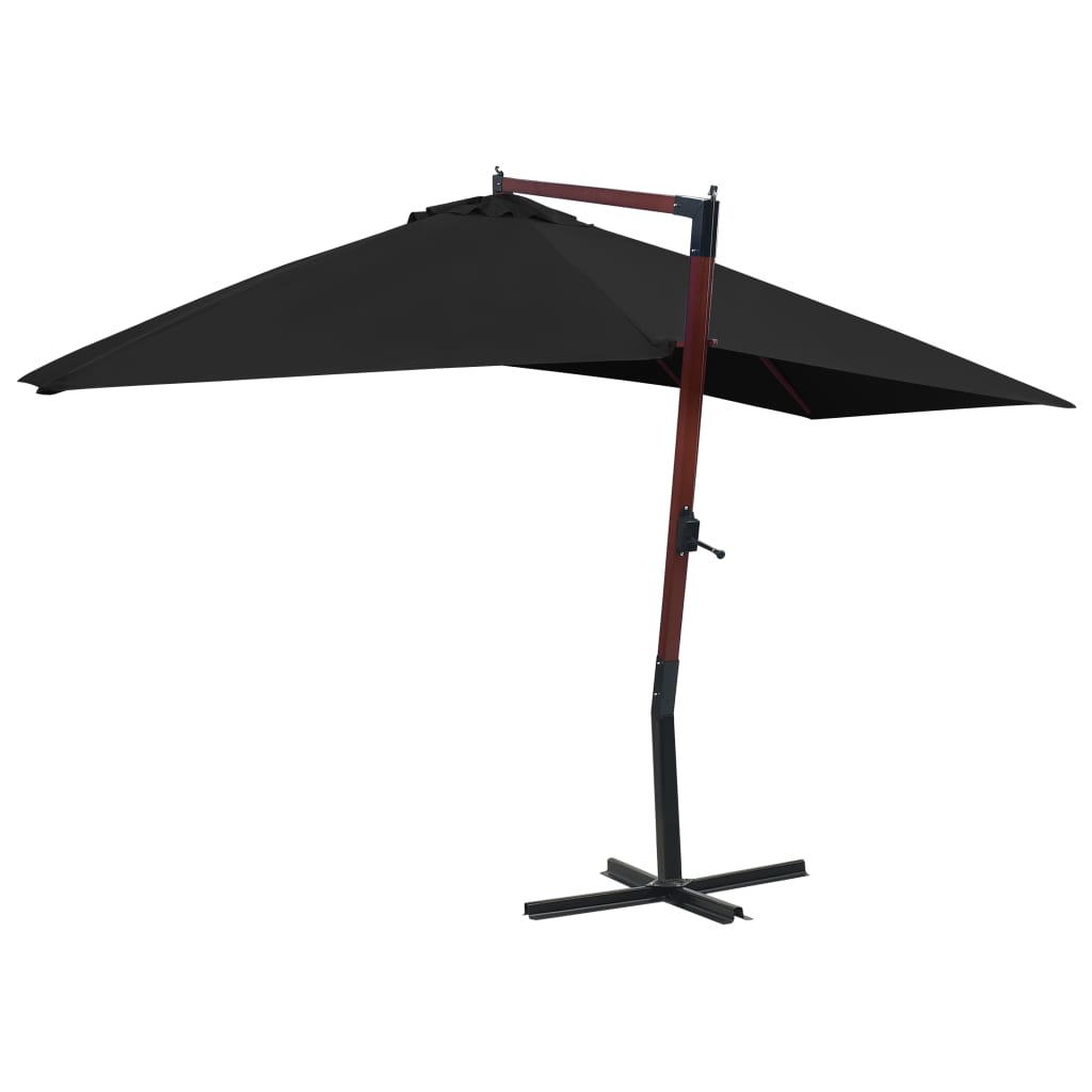 VidaXL Zweefparasol met houten paal 400x300 cm zwart