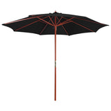 Vidaxl parasol met houten paal 300x258 cm zwart