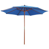 Vidaxl parasol met houten paal 300x258 cm blauw