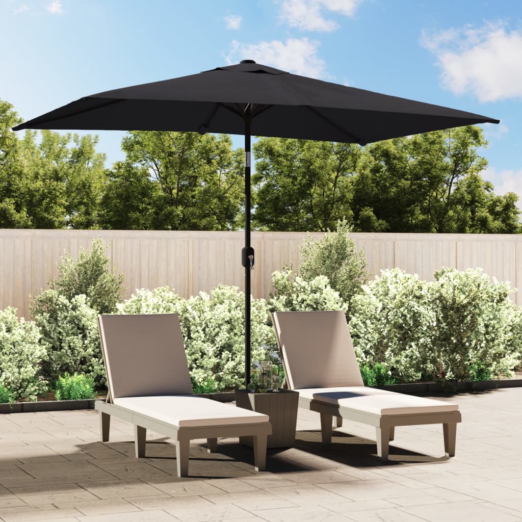 Vidaxl parasol met metalen paal 300x200 cm zwart