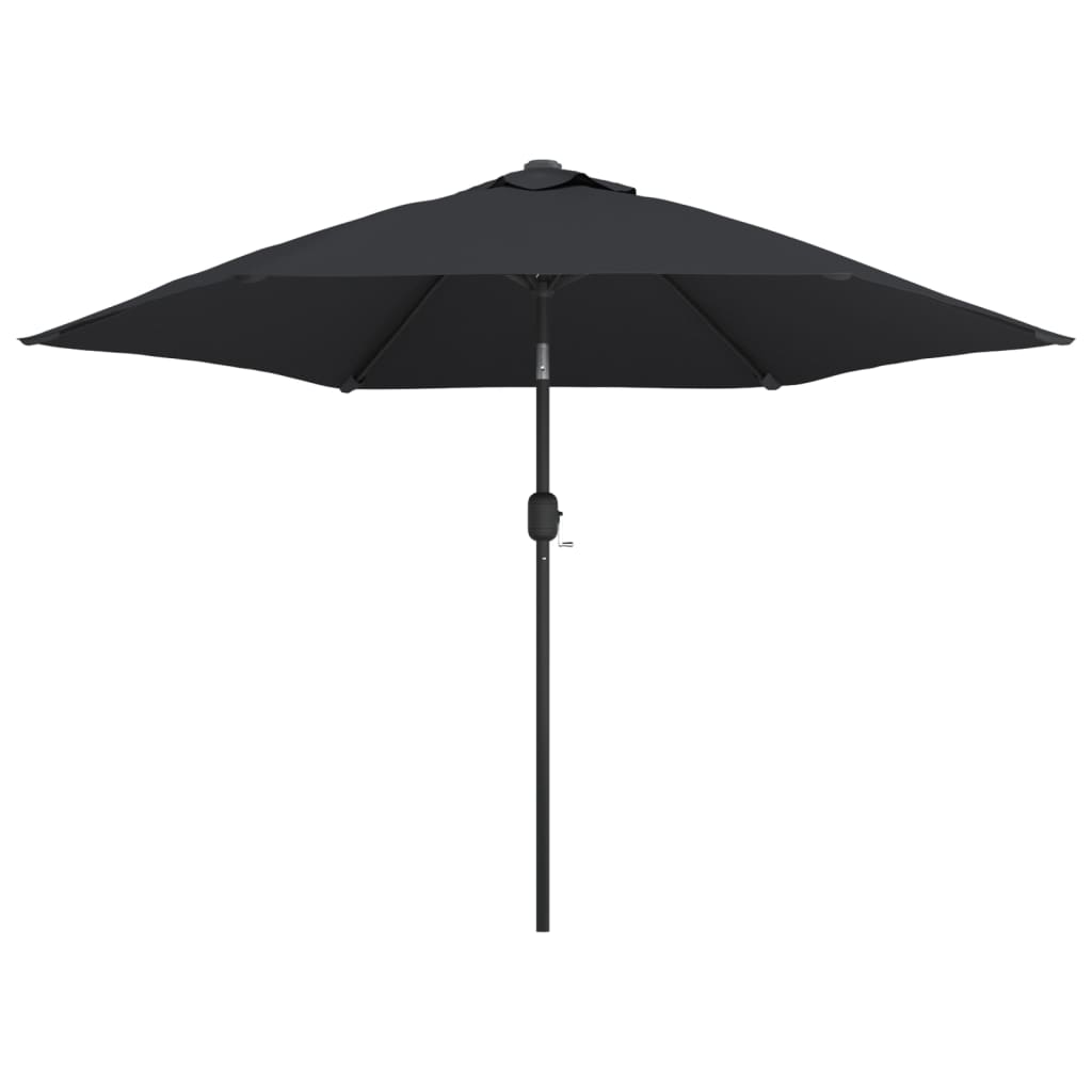 Vidaxl parasol met led-verlichting en stalen paal 300 cm zwart