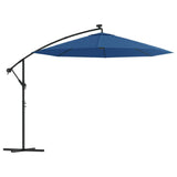 Vidaxl zweefparasol met led en stalen paal 300 cm azuurblauw