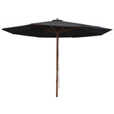 Vidaxl parasol met houten paal 350 cm zwart
