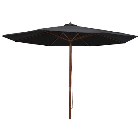 Vidaxl parasol met houten paal 350 cm zwart