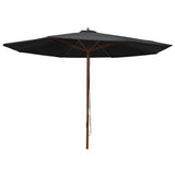 Vidaxl parasol met houten paal 350 cm zwart