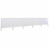 Vidaxl windscherm 5-panelen 600x120 cm stof zandwit