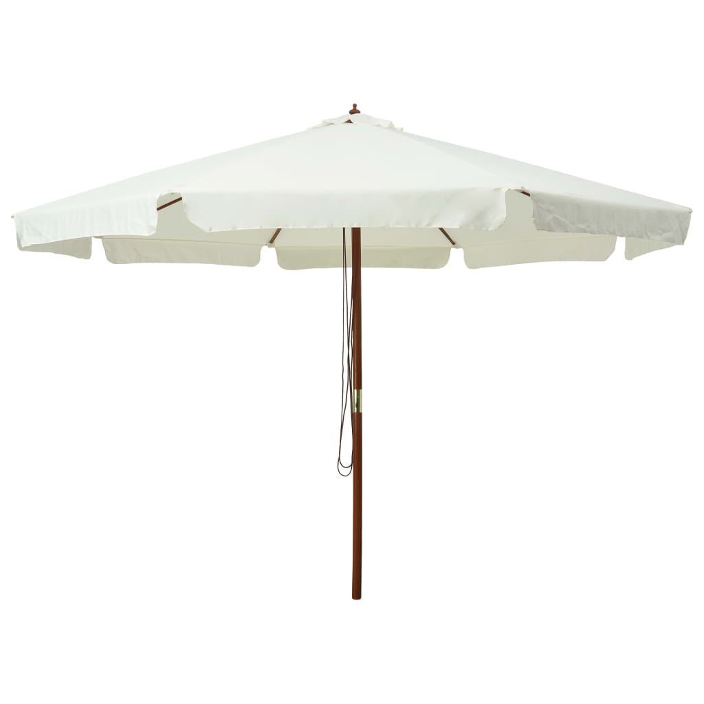 Vidaxl parasol met houten paal 330 cm zandwit