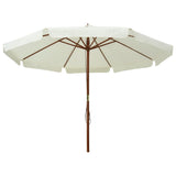 Vidaxl parasol met houten paal 330 cm zandwit