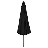 Vidaxl parasol met houten paal 330 cm zwart