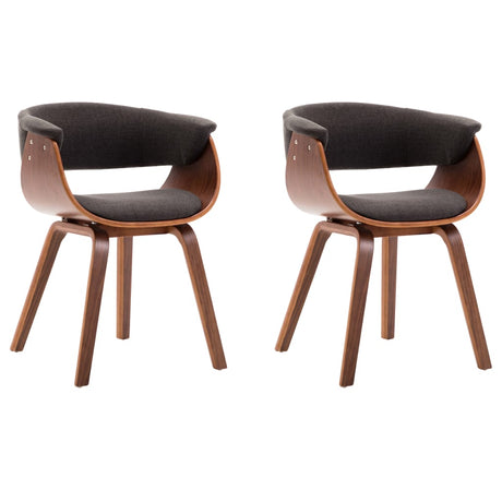 Vidaxl eetkamerstoelen 2 st gebogen hout en stof grijs