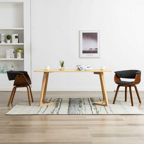 Vidaxl eetkamerstoelen 2 st gebogen hout en stof grijs