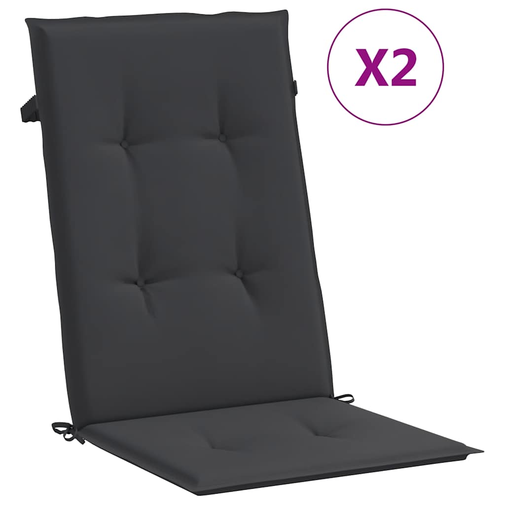Vidaxl tuinstoelkussens 2 st hoge rug 120x50x3 cm stof zwart