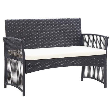 Vidaxl 4-delige loungeset met kussen poly rattan zwart