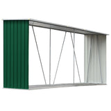 Vidaxl haardhoutschuur 330x84x152 cm gegalvaniseerd staal groen