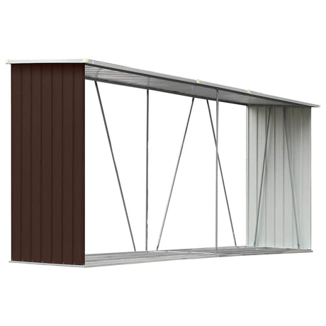 Vidaxl haardhoutschuur 330x84x152 cm gegalvaniseerd staal bruin