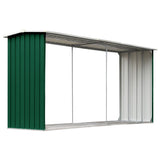 Vidaxl haardhoutschuur 330x92x153 cm gegalvaniseerd staal groen