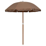 Vidaxl parasol met stalen paal 180 cm taupe