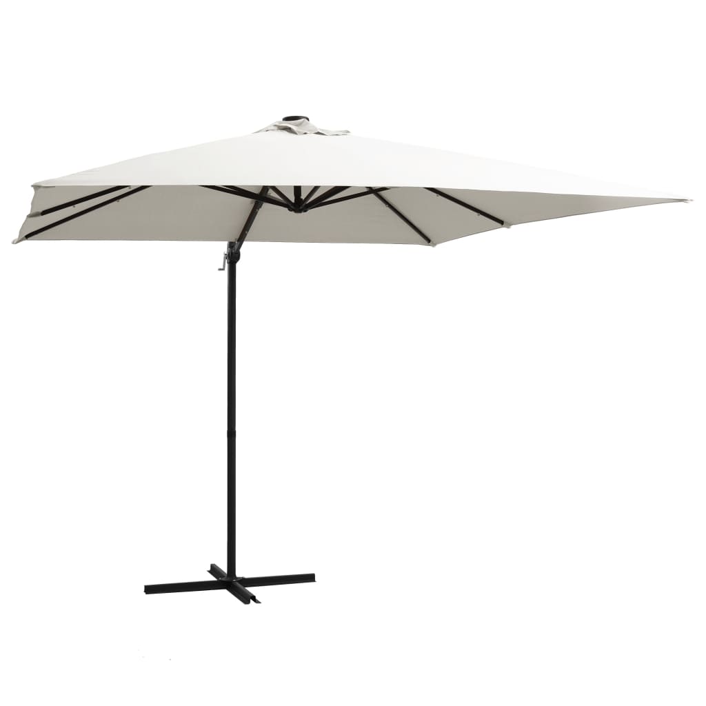 VidaXL Zweefparasol met LED en stalen paal 250x250 cm zandkleurig