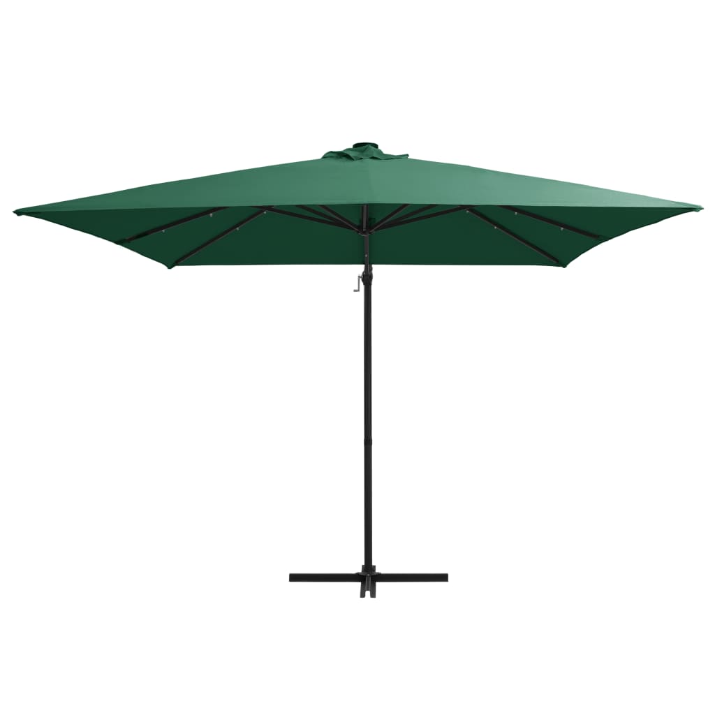 VidaXL Zweefparasol met LED en stalen paal 250x250 cm groen