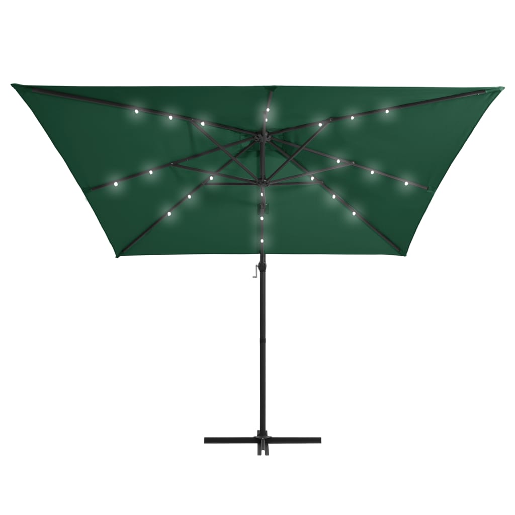 VidaXL Zweefparasol met LED en stalen paal 250x250 cm groen