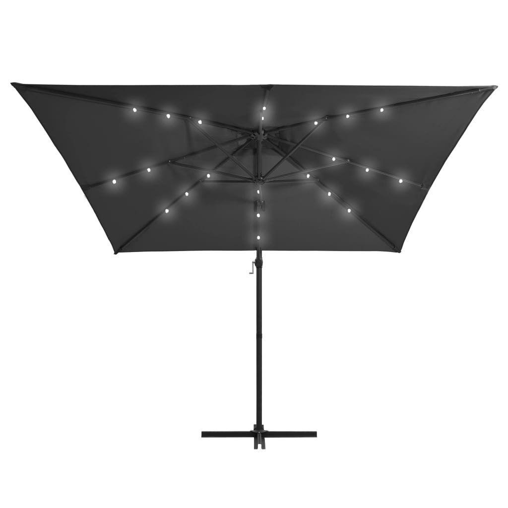 VidaXL Zweefparasol met LED en stalen paal 250x250 cm antracietkleurig