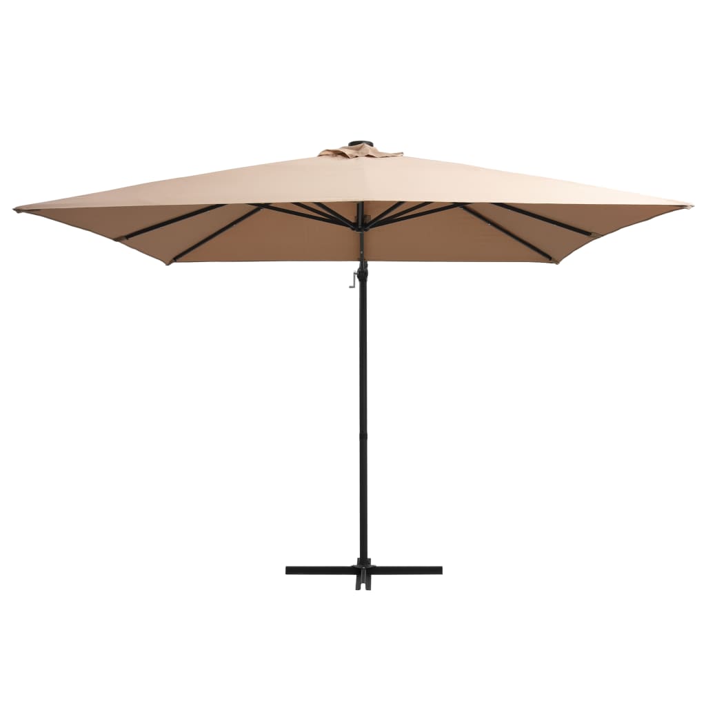 VidaXL Zweefparasol met LED-verlichting stalen paal 250x250 cm taupe