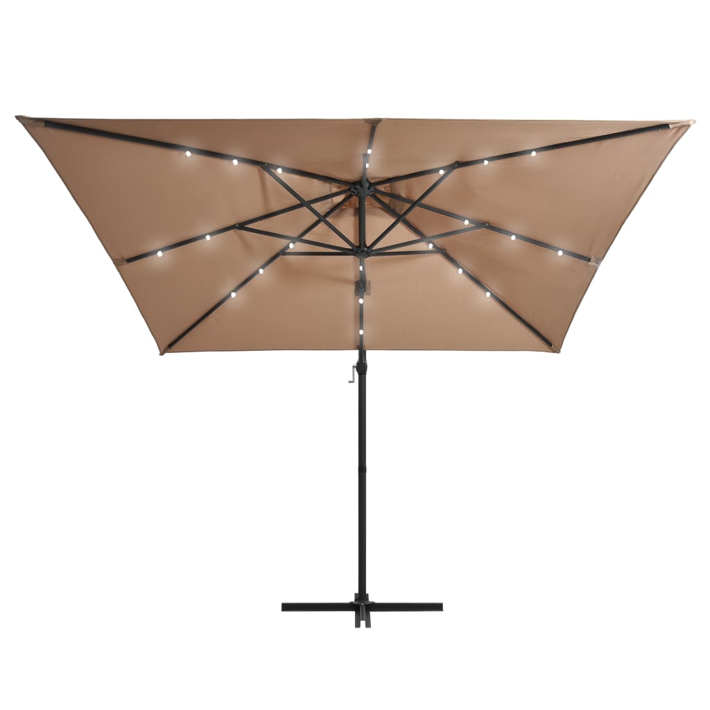 VidaXL Zweefparasol met LED-verlichting stalen paal 250x250 cm taupe