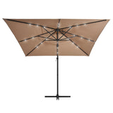 VidaXL Zweefparasol met LED-verlichting stalen paal 250x250 cm taupe