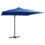 VidaXL Zweefparasol met LED en stalen paal 250x250 cm azuurblauw