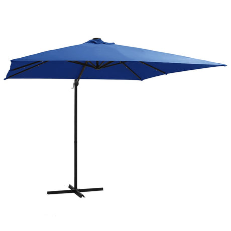Vidaxl zweefparasol met led en stalen paal 250x250 cm azuurblauw