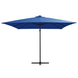 VidaXL Zweefparasol met LED en stalen paal 250x250 cm azuurblauw