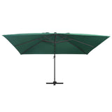 VidaXL Zweefparasol met LED en aluminium paal 400x300 cm groen