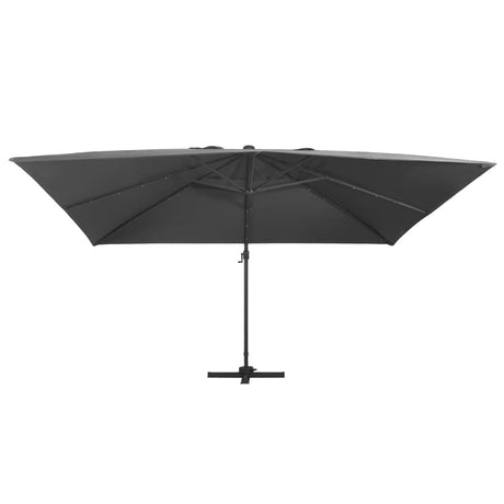 Vidaxl zweefparasol met led en aluminium paal 400x300 cm antraciet