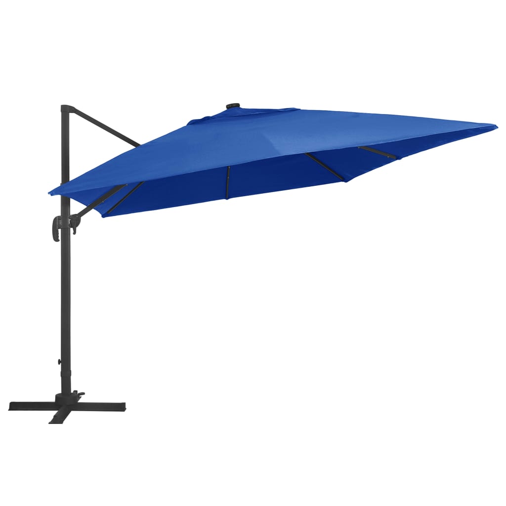 VidaXL Zweefparasol met LED en aluminium paal 400x300 cm azuurblauw