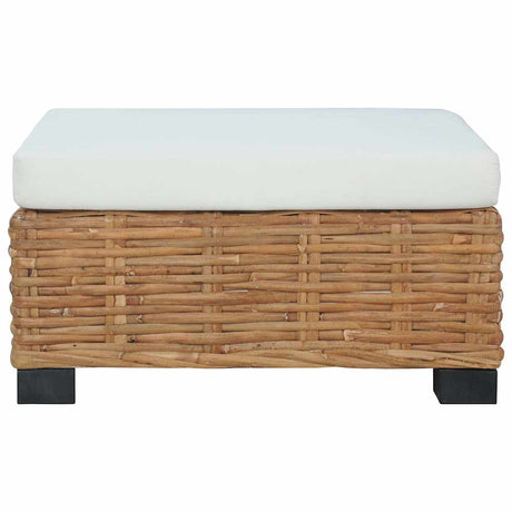 Vidaxl voetensteun met kussen natuurlijk rattan