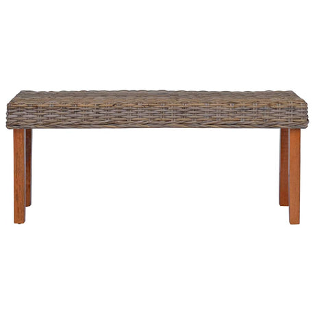 Vidaxl bankje 110 cm natuurlijk kubu rattan en massief mahoniehout