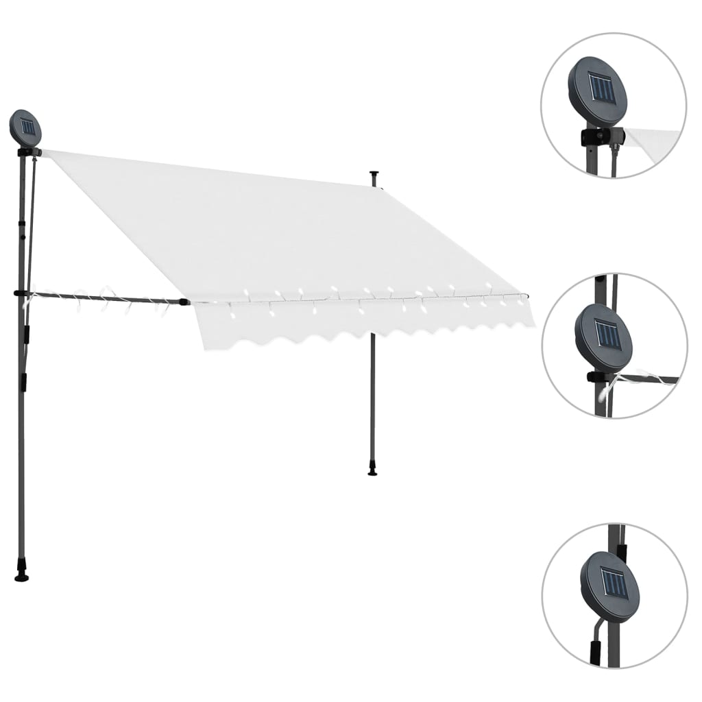 Vidaxl luifel handmatig uitschuifbaar met led 250 cm crèmekleurig