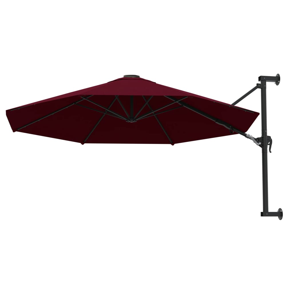 Vidaxl wandparasol met metalen paal 300 cm bordeauxrood